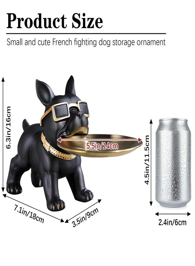 Huhote Bulldog Tray Statue Black,Small Modern French Bulldog Candy Dish Key Holder Bowl, French Bulldog Accessories, Statues for Office Desk Home Decor Figurines Entryway Table Decor (Black) - Image 3